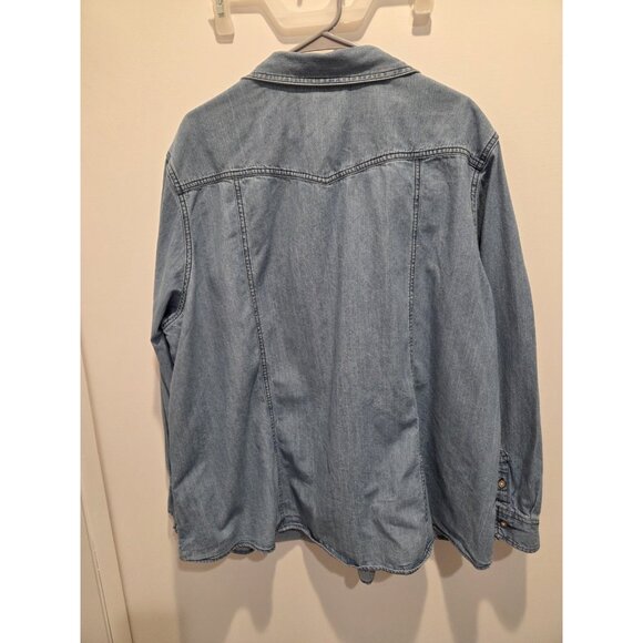 Bit & Bridle Denim Button-Up Western Shirt With Pearl Buttons Pockets  Size 3XL - Picture 2 of 6